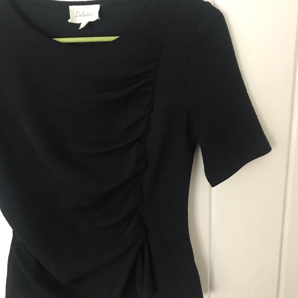 EUC Deletta Anthropologie Ruched Top Black XS - Picture 3 of 8